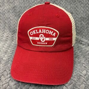 Oklahoma Sooners Captivating Headwear Trucker Hat Red Cream Snapback OU Patch